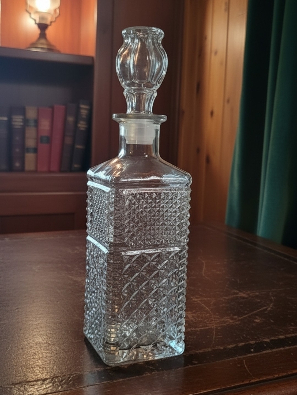 Liquor Decanter Diamond Cut Pattern w/Stopper